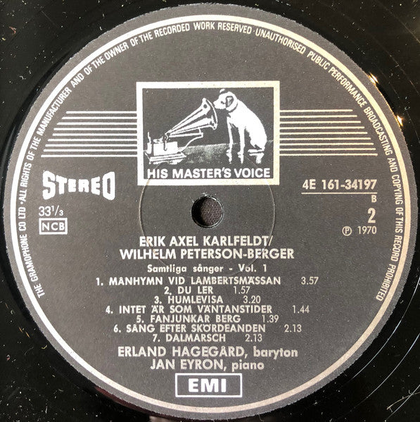 Wilhelm Peterson-Berger, Erik Axel Karlfeldt, Erland Hagegård / Jan Eyron, Helge Brilioth / Sven Alin ~ Samtliga Sånger Vol. 1: Vildmarks- Och Kärleksvisor - Fridolins Visor / Samtliga Sånger - Vol. 2 Fridolins Lustgård - Hösthorn (Vinyl) - Djungel & Jazz