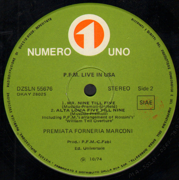 Premiata Forneria Marconi ~ Live In U.S.A. (Vinyl) - Djungel & Jazz