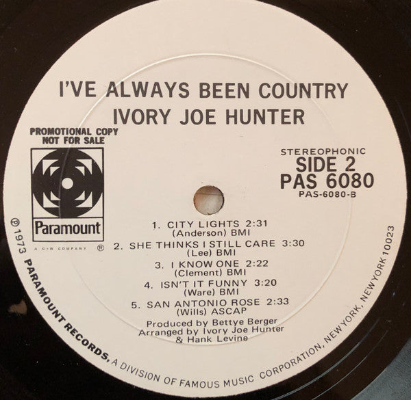 Ivory Joe Hunter ~ I've Always Been Country (Vinyl) - Djungel & Jazz