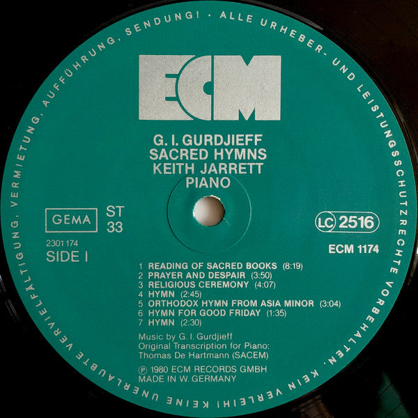 G. I. Gurdjieff - Keith Jarrett ~ Sacred Hymns (Vinyl) - Djungel & Jazz