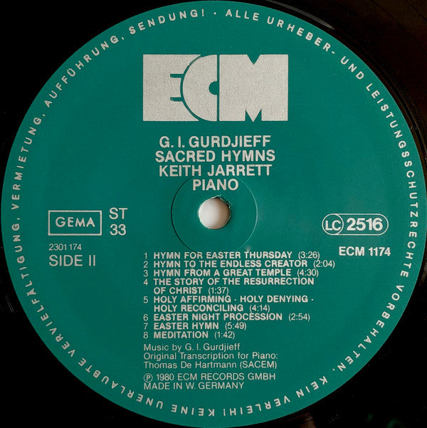 G. I. Gurdjieff - Keith Jarrett ~ Sacred Hymns (Vinyl) - Djungel & Jazz