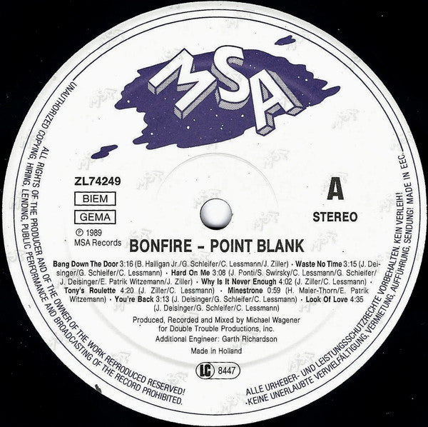 Bonfire ~ Point Blank (Vinyl) - Djungel & Jazz