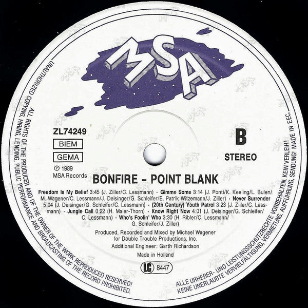 Bonfire ~ Point Blank (Vinyl) - Djungel & Jazz