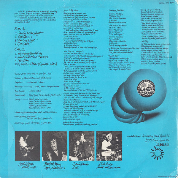 Manfred Mann's Earth Band : Nightingales & Bombers (LP, Album, RE, A3/)