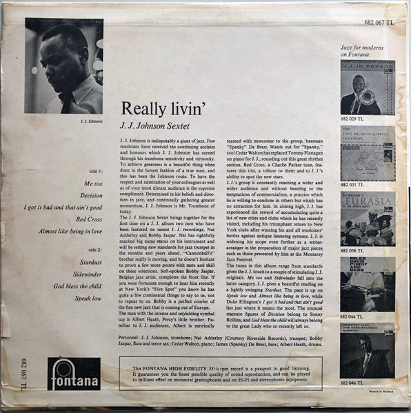J.J. Johnson Sextet ~ Really Livin' (Vinyl) - Djungel & Jazz