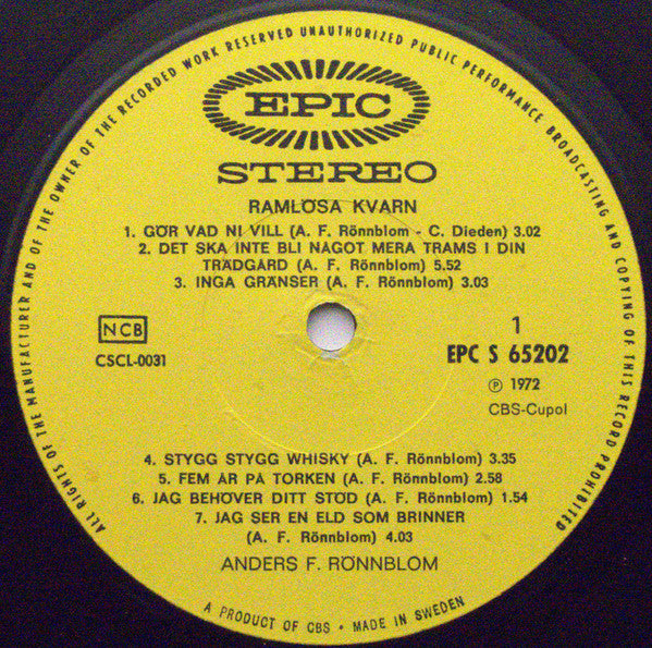 Anders F Rönnblom : Ramlösa Kvarn (LP, Album)
