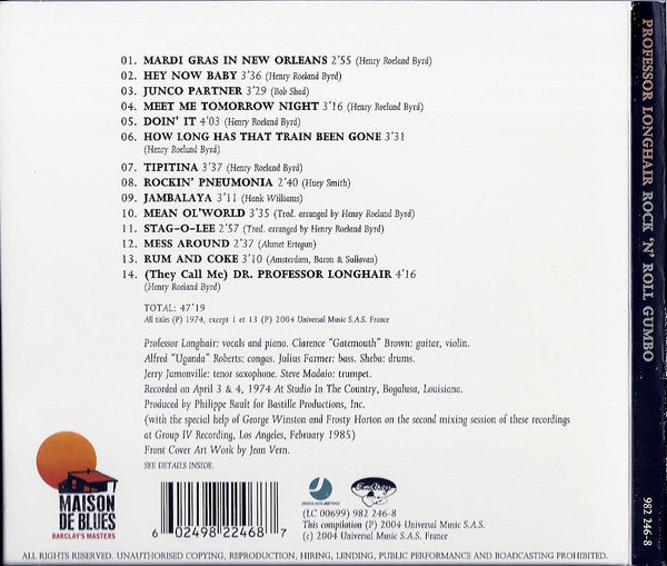 Professor Longhair ~ Rock 'N' Roll Gumbo (Vinyl) - Djungel & Jazz