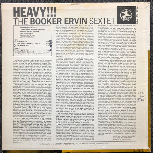 The Booker Ervin Sextet ~ Heavy!!! (Vinyl) - Djungel & Jazz