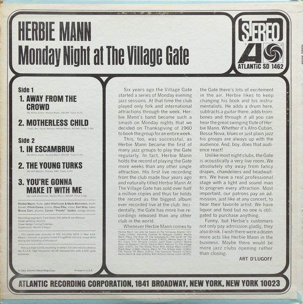 Herbie Mann ~ Monday Night At The Village Gate (Vinyl) - Djungel & Jazz