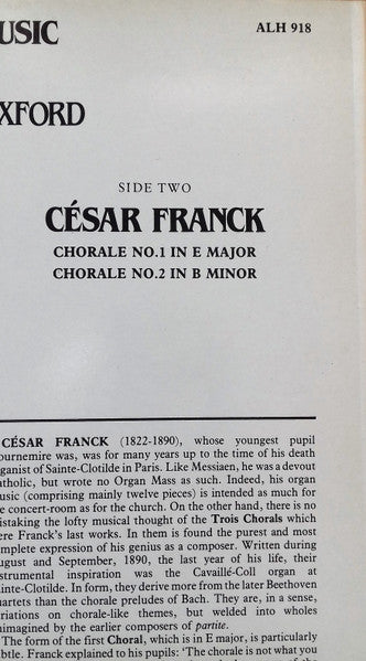 Olivier Messiaen, César Franck, Francis Grier ~ Messiaen & Franck: Organ Music (Vinyl) - Djungel & Jazz