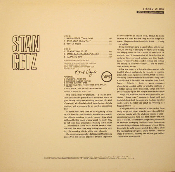 Stan Getz With Laurindo Almeida ~ Stan Getz With Guest Artist Laurindo Almeida (Vinyl) - Djungel & Jazz