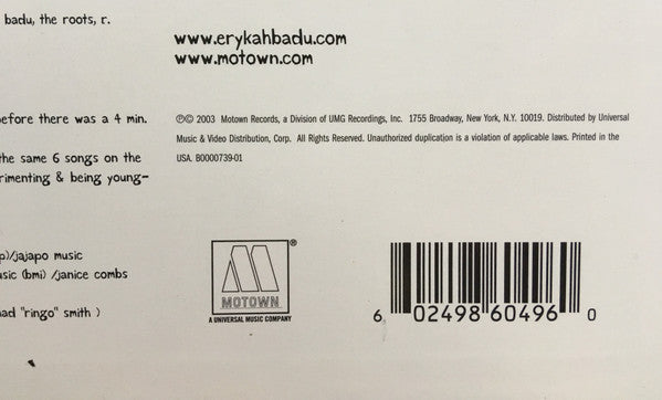 Erykah Badu : Worldwide Underground (LP, Album)