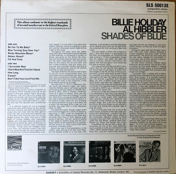 Billie Holiday & Al Hibbler ~ Shades Of Blue (Vinyl) - Djungel & Jazz