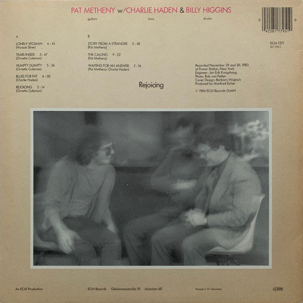Pat Metheny w/ Charlie Haden & Billy Higgins ~ Rejoicing (Vinyl) - Djungel & Jazz