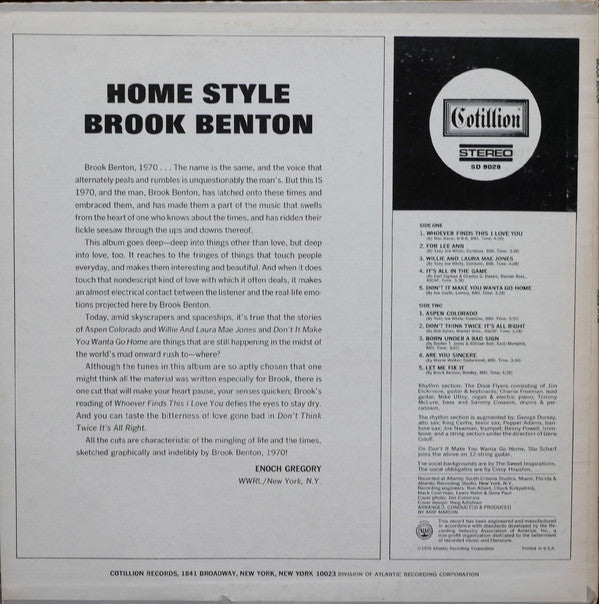 Brook Benton ~ Home Style (Vinyl) - Djungel & Jazz