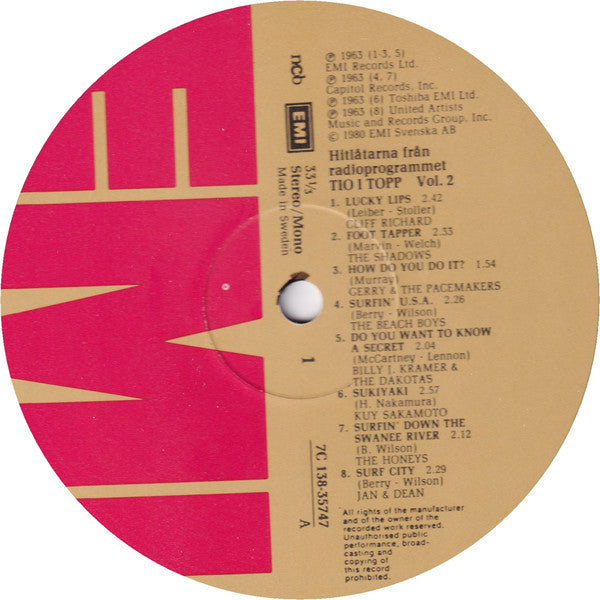 Various ~ Hitlåtarna Från Radioprogrammet Tio I Topp Vol. 2 (Vinyl) - Djungel & Jazz