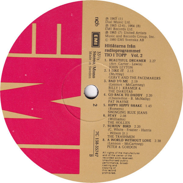 Various ~ Hitlåtarna Från Radioprogrammet Tio I Topp Vol. 2 (Vinyl) - Djungel & Jazz