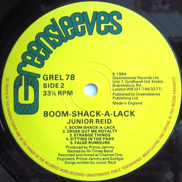 Junior Reid : Boom-Shack-A-Lack (LP, Album)