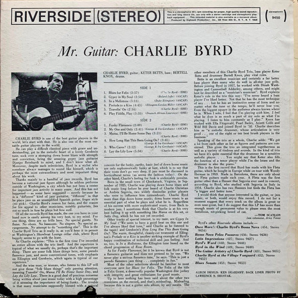 Charlie Byrd : Mr. Guitar (LP, Album, RE)