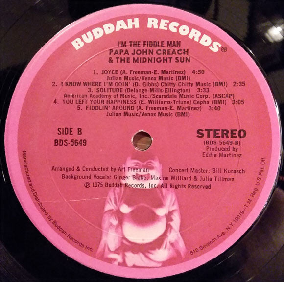 Papa John Creach & Midnight Sun ~ I'm The Fiddle Man (Vinyl) - Djungel & Jazz
