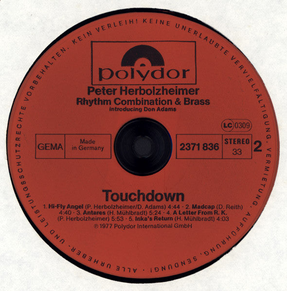 Peter Herbolzheimer Rhythm Combination & Brass Introducing Don Adams ~ Touchdown (Vinyl) - Djungel & Jazz