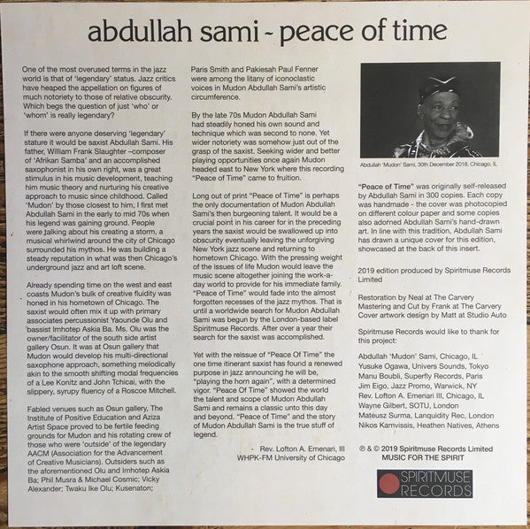 Abdullah Sami : Peace Of Time (LP, Album, Ltd, RE, RM)