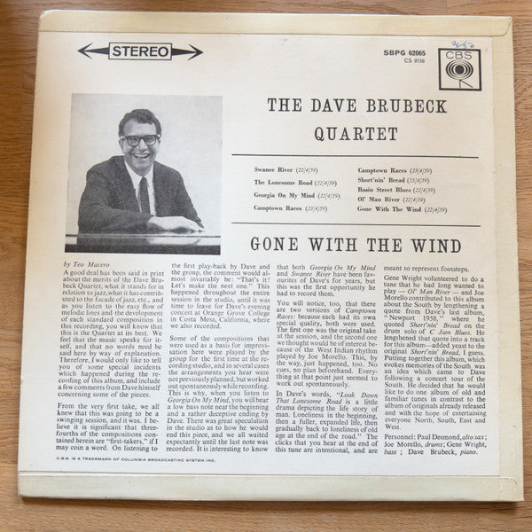 The Dave Brubeck Quartet ~ Gone With The Wind (Vinyl) - Djungel & Jazz