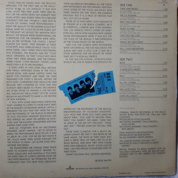 The Beatles : The Beatles At The Hollywood Bowl (LP, Album)