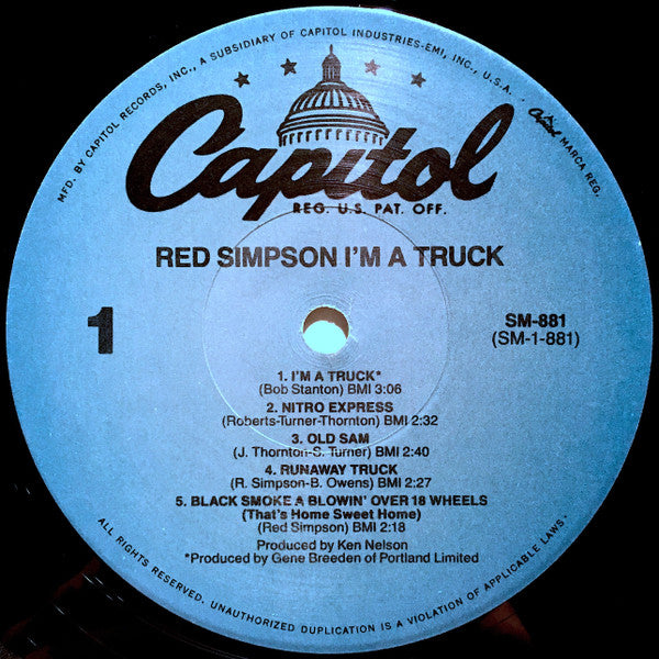 Red Simpson ~ I'm A Truck (Vinyl) - Djungel & Jazz