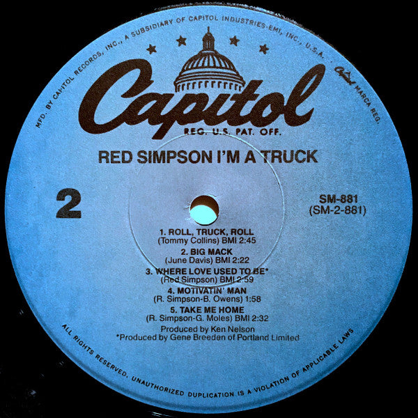Red Simpson ~ I'm A Truck (Vinyl) - Djungel & Jazz