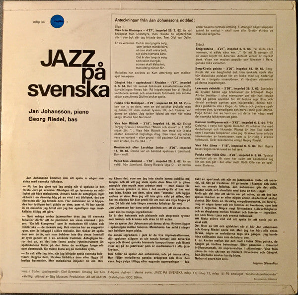 Jan Johansson : Jazz På Svenska (LP, Album)