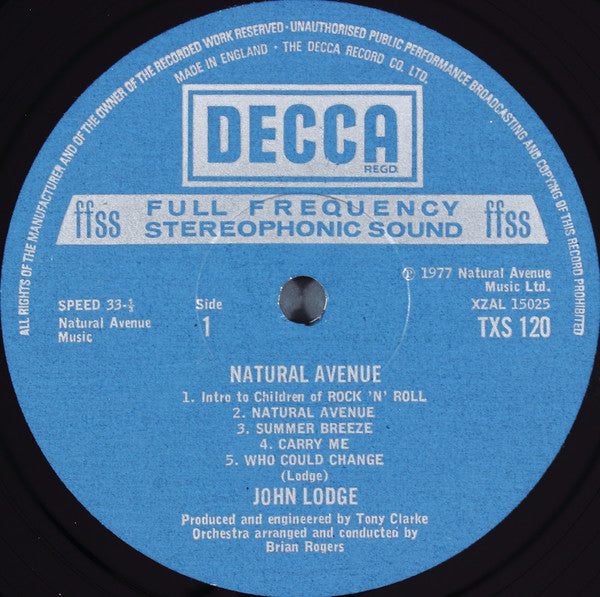 John Lodge ~ Natural Avenue (Vinyl) - Djungel & Jazz