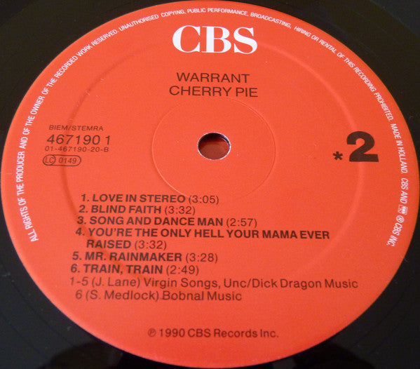 Warrant ~ Cherry Pie (Vinyl) - Djungel & Jazz