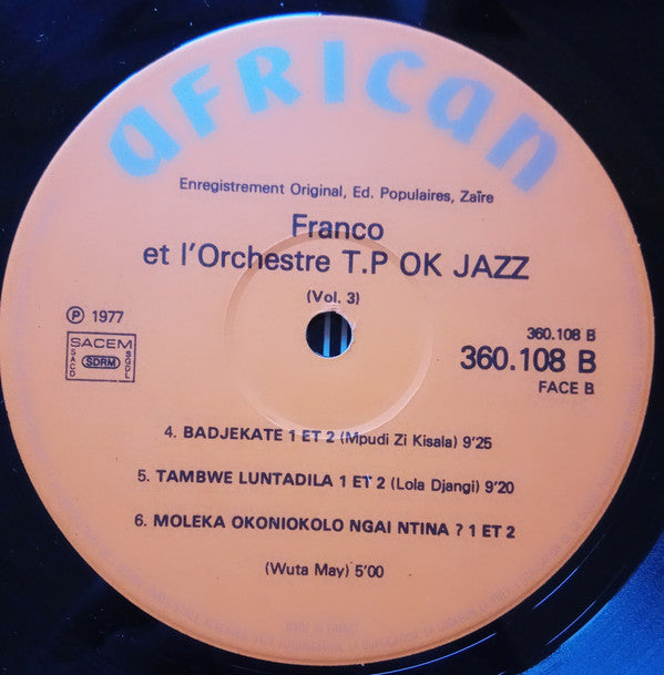 Franco & Orchestre T.P.O.K. Jazz ~ Volume 3 (Vinyl) - Djungel & Jazz