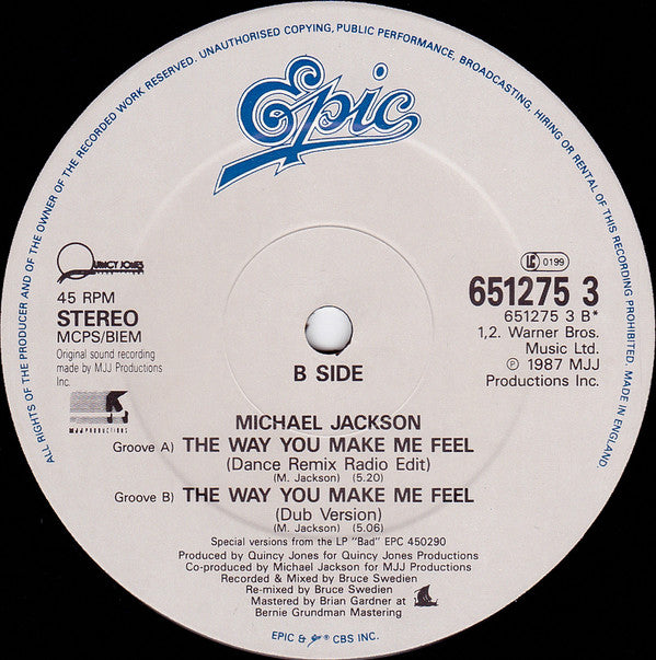 Michael Jackson ~ The Way You Make Me Feel (Vinyl) - Djungel & Jazz