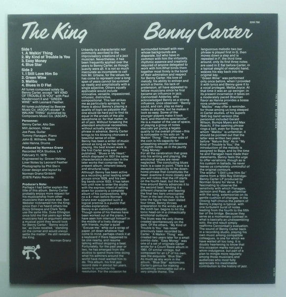 Benny Carter ~ The King (Vinyl) - Djungel & Jazz