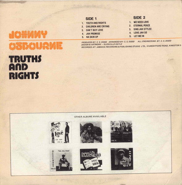 Johnny Osbourne : Truths And Rights (LP, Album)