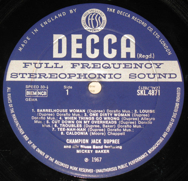 Champion Jack Dupree And His Blues Band* Featuring Mickey Baker : Champion Jack Dupree And His Blues Band Featuring Mickey Baker (LP)