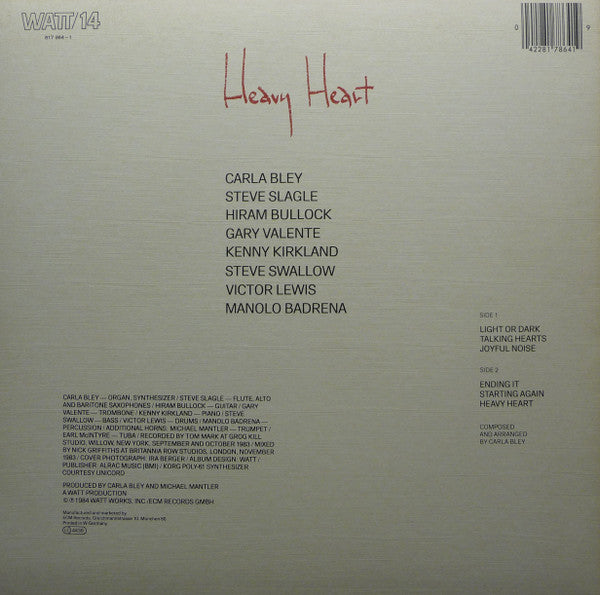 Carla Bley ~ Heavy Heart (Vinyl) - Djungel & Jazz