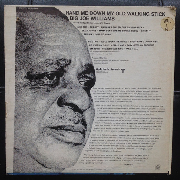 Big Joe Williams ~ Hand Me Down My Old Walking Stick (Vinyl) - Djungel & Jazz