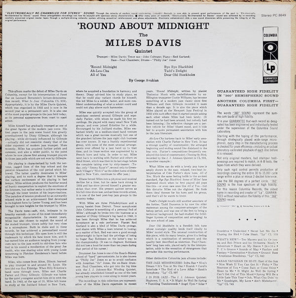 Miles Davis : 'Round About Midnight (LP, Album, RE, San)