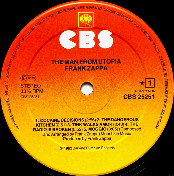 Frank Zappa ~ The Man From Utopia (Vinyl) - Djungel & Jazz