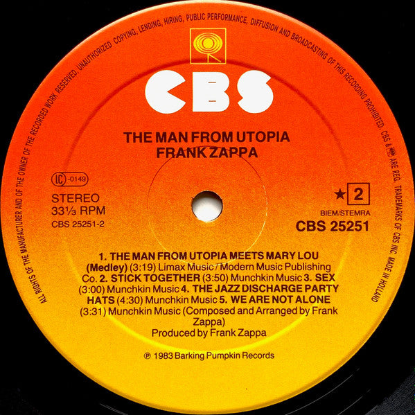 Frank Zappa ~ The Man From Utopia (Vinyl) - Djungel & Jazz
