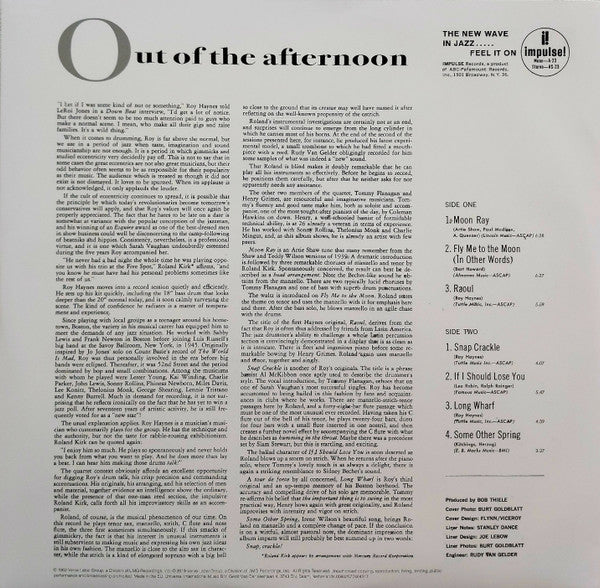 Roy Haynes Quartet ~ Out Of The Afternoon (Vinyl) - Djungel & Jazz