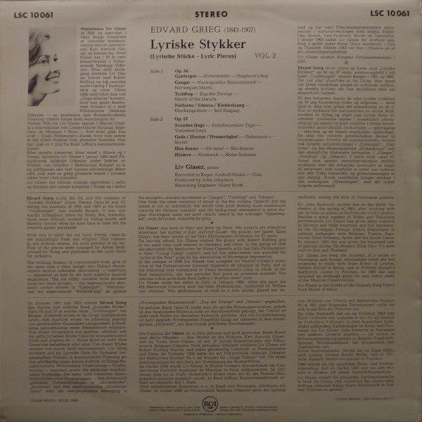 Grieg*, Liv Glaser : Lyric Pieces Vol. II (LP)