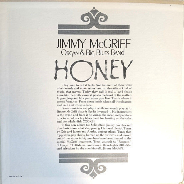 Jimmy McGriff Organ & Big Blues Band ~ Honey (Vinyl) - Djungel & Jazz