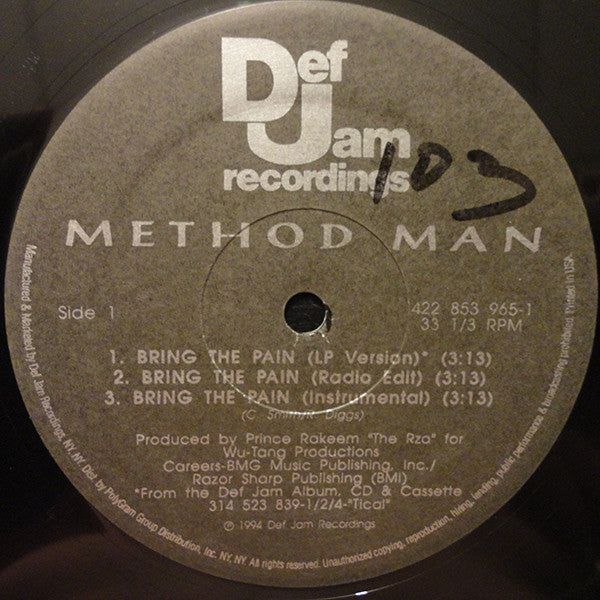 Method Man ~ Bring The Pain (Vinyl) - Djungel & Jazz