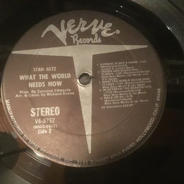 Stan Getz ~ What The World Needs Now - Stan Getz Plays Bacharach And David (Vinyl) - Djungel & Jazz