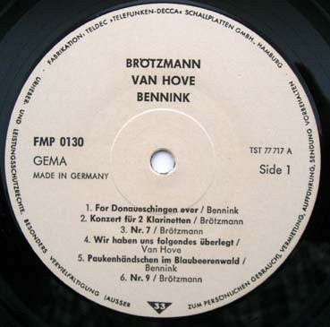 Brötzmann / Van Hove / Bennink ~ Brötzmann/Van Hove/Bennink (Vinyl) - Djungel & Jazz