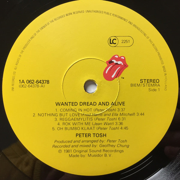 Peter Tosh : Wanted Dread & Alive (LP, Album)
